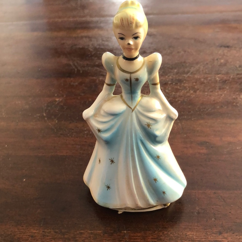 Cinderella Disney by Wales Japan 1960 Porcelain/  Blue dress with gold stars